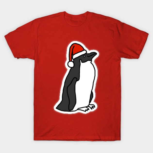 Christmas Penguin in a Santa Hat T-Shirt by ellenhenryart